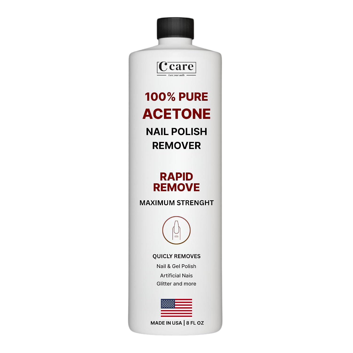 100% Pure Acetone Nail Remover — Fast 8 fl oz