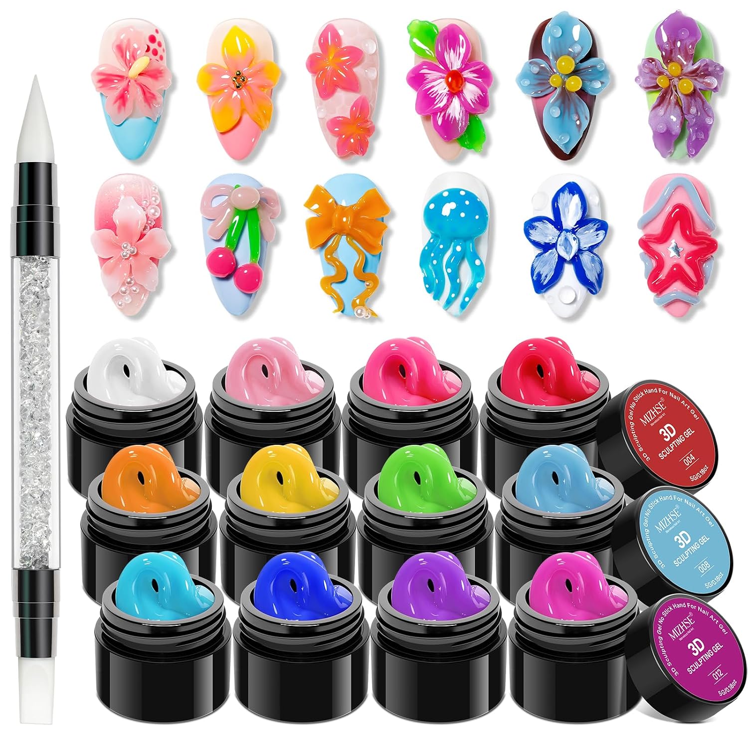 3D Sculpting Nail Gel — 12-Color Non-Sticky Set