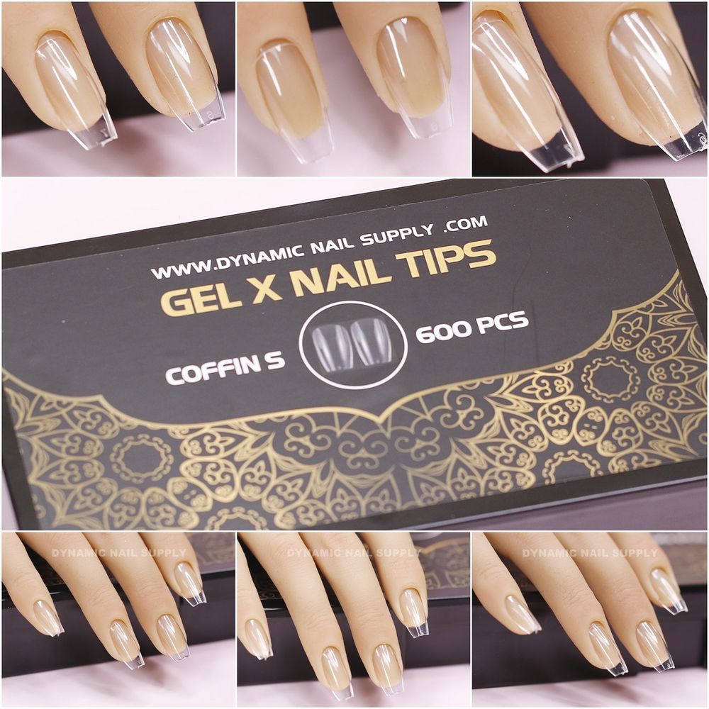 Short Coffin Full Cover Tips — 600 Clear Gel X Set